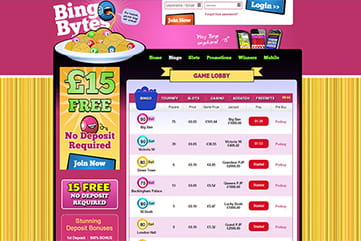 Bingo rooms variety on Bingo Bytes