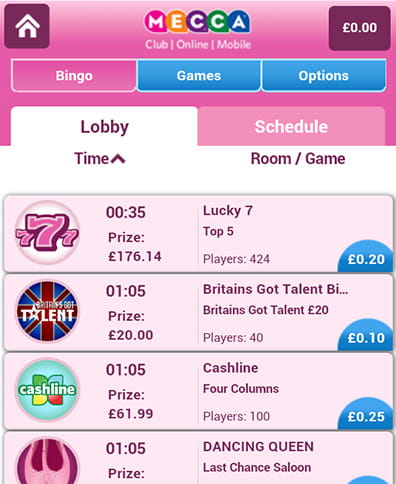 Mecca Bingo Mobile Info Table