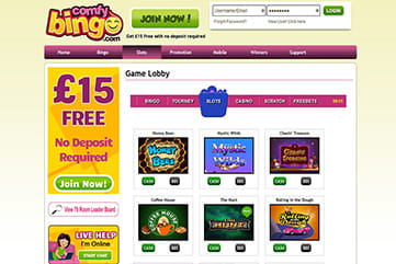 A huge selection of slots for every taste at Comfy Bingo