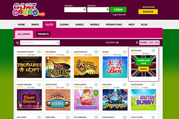 A long list of slots, casino and instants