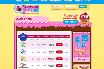 A huge list of bingo rooms on Scrummy Bingo