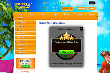 Plenty of bonuses and promos daily at Booty Bingo