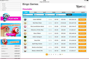 Titan Mobile Bingo Schedule