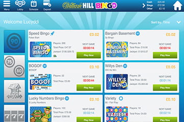 William Hill Bingo Mobile Lobby